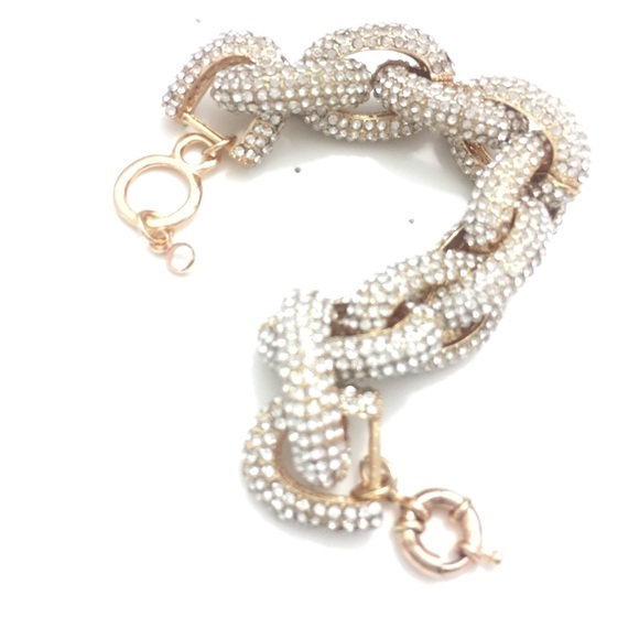 Classic Pavé Link Bracelet Chunky Gold CZ - Picture 6 of 8